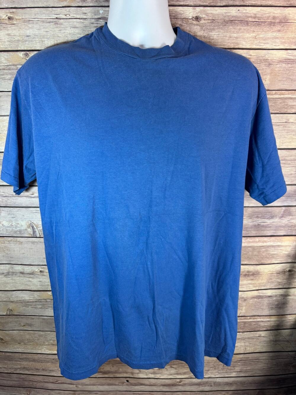 Vintage 90s Hanes Beefy Single Stitch Blue T-Shirt Size Large